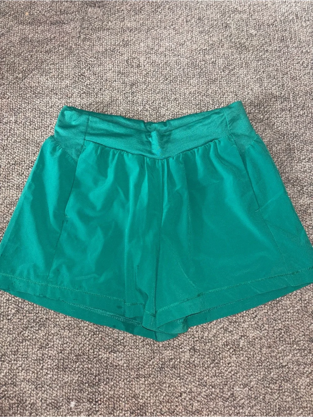 Girls Green High-Waist Athletic Shorts